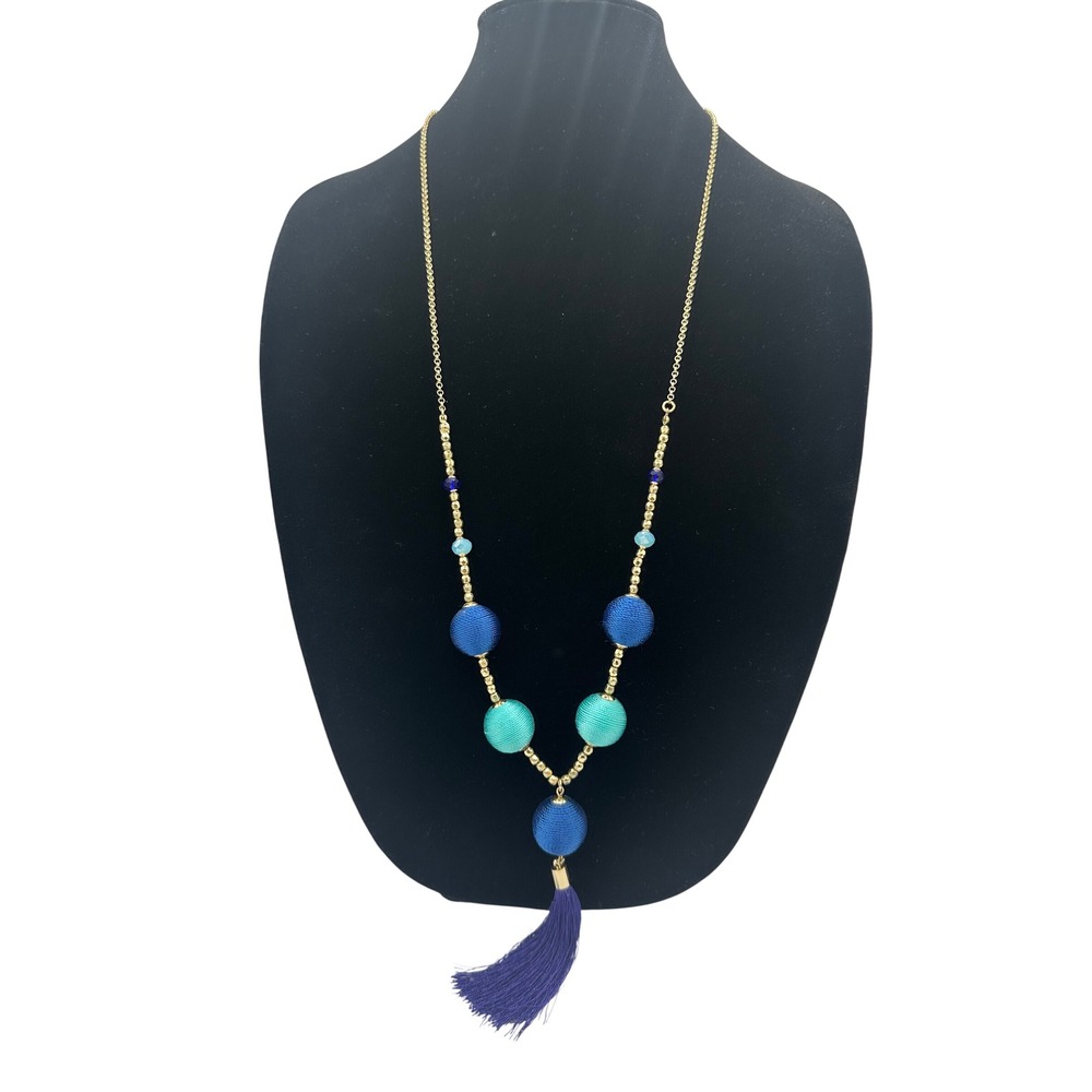 INC International Concepts Tassel Necklace Womens OS Blue New Boho Statement